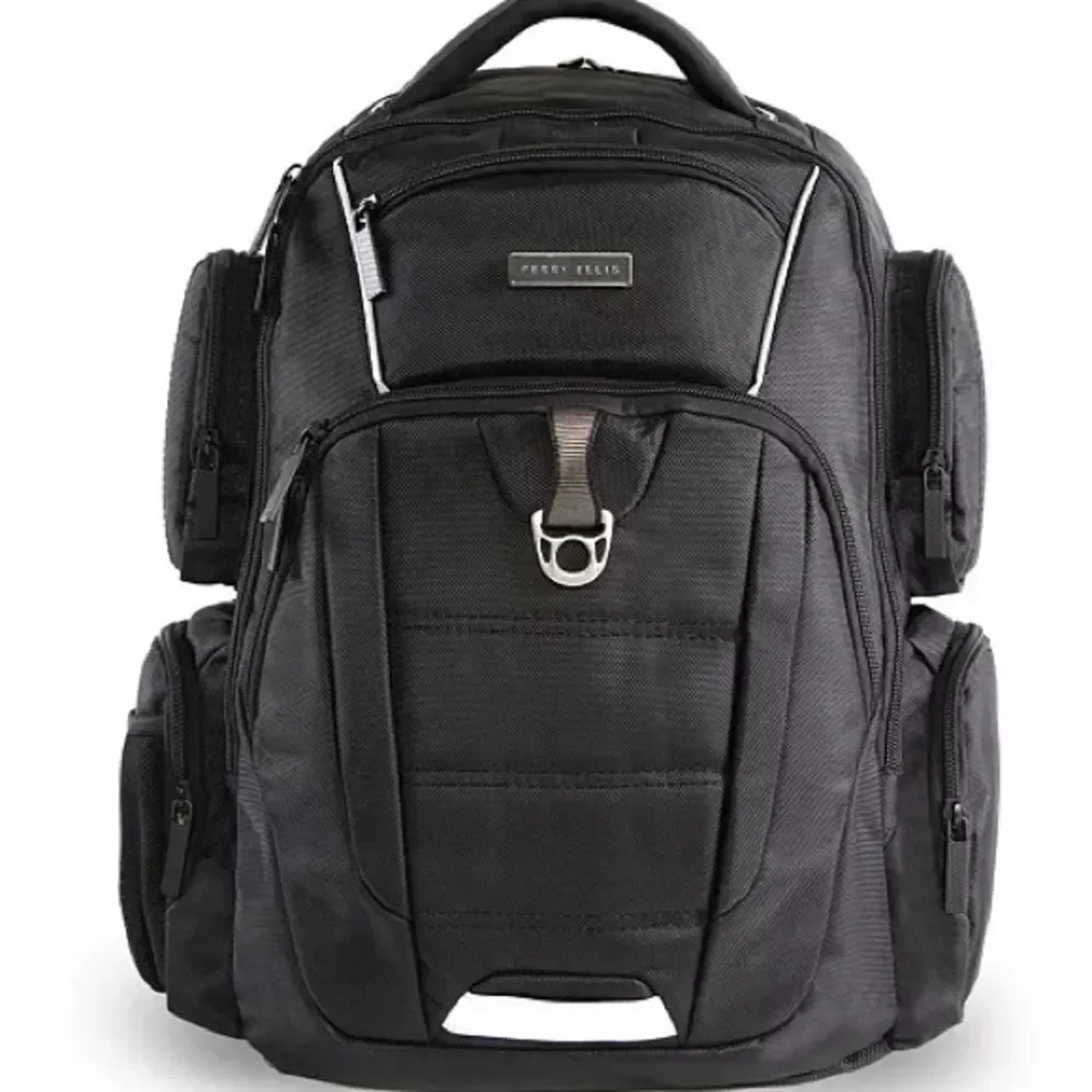 Perry Ellis Black 350 Laptop Backpack- Black travel bag, business bag $160 bag